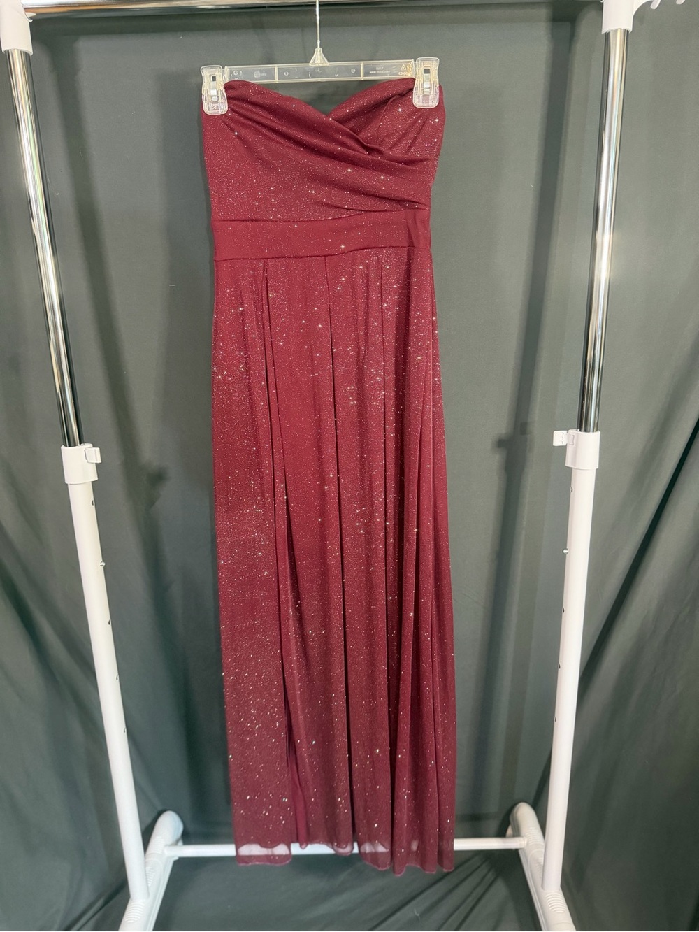 B. Darlin Strapless Glitter Prom Dress